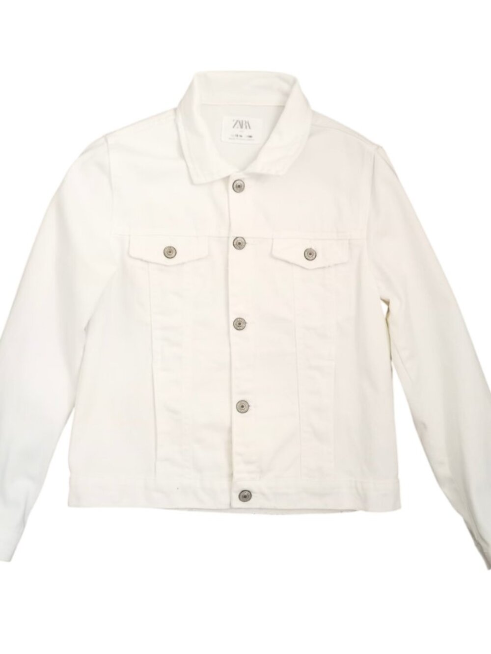 Zara Kids White Denim Jacket Button Front Trucker 14